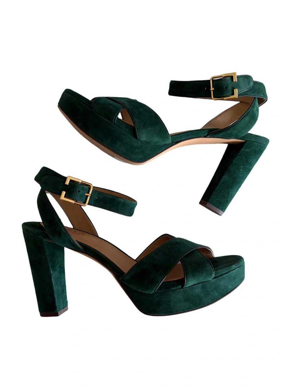 Lauren Ralph Lauren Sasha Suede Platform Sandals Emerald / Forest Green Size 9
